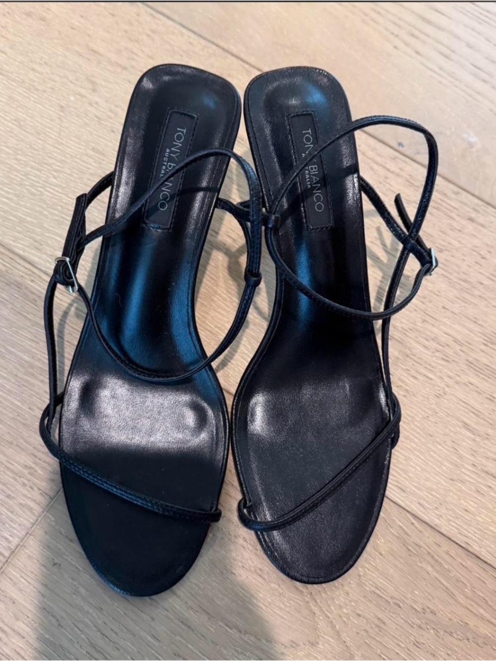 Tony Bianco Caprice Black Minimal Strappy Heeled Sandals